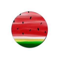 Painted Watermelon Pattern, Fruit Themed Apparel Rubber Coaster (round) by Casemiro