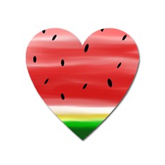 Painted Watermelon Pattern, Fruit Themed Apparel Heart Magnet by Casemiro