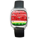 Painted watermelon pattern, fruit themed apparel Square Metal Watch Front