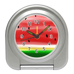 Painted Watermelon Pattern, Fruit Themed Apparel Travel Alarm Clock by Casemiro