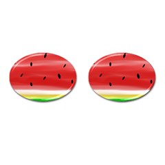 Painted Watermelon Pattern, Fruit Themed Apparel Cufflinks (oval) by Casemiro