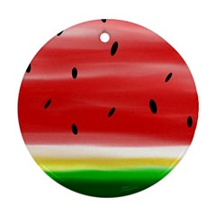 Painted Watermelon Pattern, Fruit Themed Apparel Round Ornament (two Sides) by Casemiro