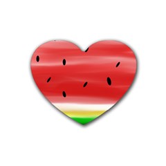 Painted Watermelon Pattern, Fruit Themed Apparel Rubber Heart Coaster (4 Pack) by Casemiro