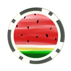 Painted Watermelon Pattern, Fruit Themed Apparel Poker Chip Card Guard by Casemiro