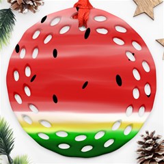 Painted Watermelon Pattern, Fruit Themed Apparel Ornament (round Filigree)