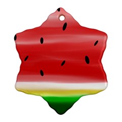 Painted Watermelon Pattern, Fruit Themed Apparel Snowflake Ornament (two Sides) by Casemiro