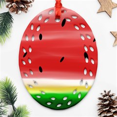 Painted Watermelon Pattern, Fruit Themed Apparel Ornament (oval Filigree)