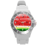 Painted watermelon pattern, fruit themed apparel Round Plastic Sport Watch (L) Front