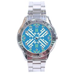 Abstract Pattern Geometric Backgrounds   Stainless Steel Analogue Watch by Eskimos