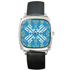 Abstract Pattern Geometric Backgrounds   Square Metal Watch by Eskimos