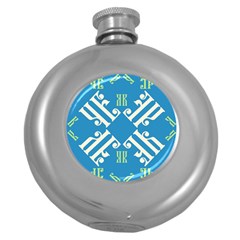 Abstract Pattern Geometric Backgrounds   Round Hip Flask (5 Oz) by Eskimos