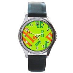 Abstract Pattern Geometric Backgrounds   Round Metal Watch by Eskimos