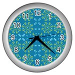 Abstract pattern geometric backgrounds   Wall Clock (Silver) Front