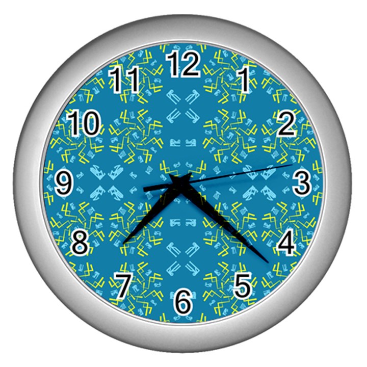 Abstract pattern geometric backgrounds   Wall Clock (Silver)