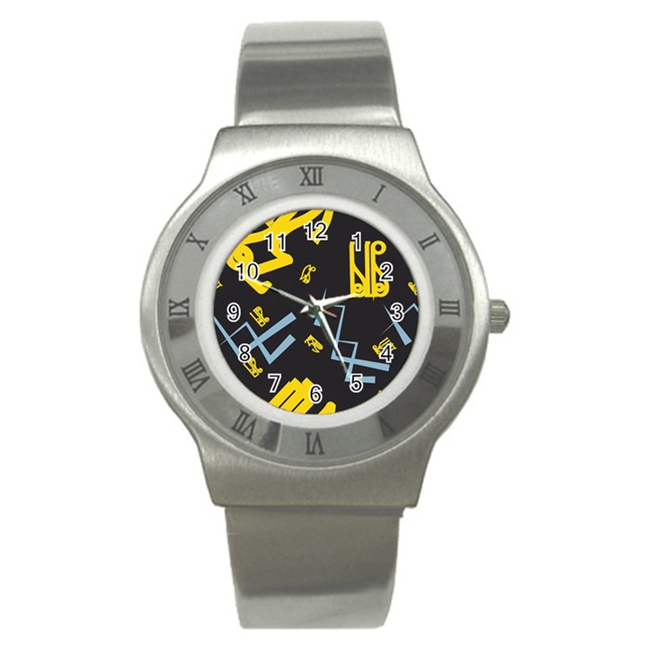 Abstract pattern geometric backgrounds   Stainless Steel Watch