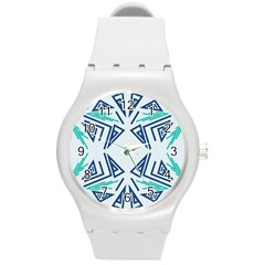 Abstract Pattern Geometric Backgrounds   Round Plastic Sport Watch (m) by Eskimos