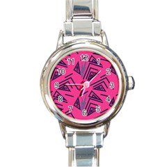 Abstract Pattern Geometric Backgrounds   Round Italian Charm Watch by Eskimos