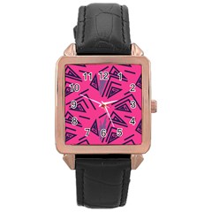 Abstract Pattern Geometric Backgrounds   Rose Gold Leather Watch  by Eskimos