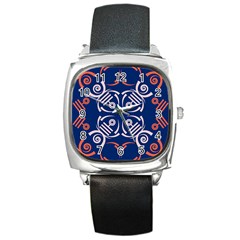 Abstract Pattern Geometric Backgrounds   Square Metal Watch by Eskimos