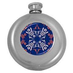 Abstract Pattern Geometric Backgrounds   Round Hip Flask (5 Oz) by Eskimos