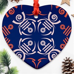 Abstract Pattern Geometric Backgrounds   Heart Ornament (two Sides) by Eskimos