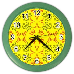 Abstract Pattern Geometric Backgrounds   Color Wall Clock by Eskimos