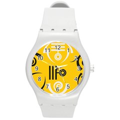 Abstract Pattern Geometric Backgrounds   Round Plastic Sport Watch (m) by Eskimos