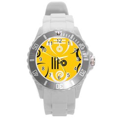 Abstract Pattern Geometric Backgrounds   Round Plastic Sport Watch (l) by Eskimos