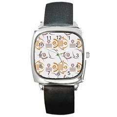 Abstract Pattern Geometric Backgrounds   Square Metal Watch by Eskimos