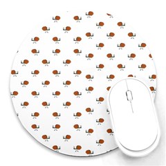 Funny Cartoon Sketchy Snail Drawing Pattern Round Mousepads by dflcprintsclothing