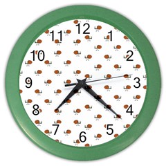 Funny Cartoon Sketchy Snail Drawing Pattern Color Wall Clock by dflcprintsclothing