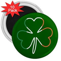 Shamrock Irish Clover St Patrick 3  Magnets (10 Pack)  by yoursparklingshop