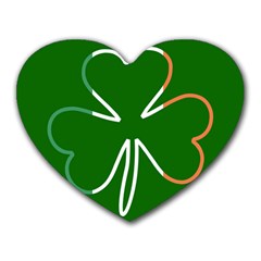 Shamrock Irish Clover St Patrick Heart Mousepads by yoursparklingshop