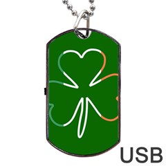 Shamrock Irish Clover St Patrick Dog Tag Usb Flash (one Side) by yoursparklingshop