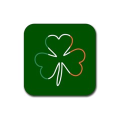 Shamrock Irish Clover St Patrick Rubber Coaster (square) by yoursparklingshop