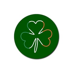 Shamrock Irish Clover St Patrick Rubber Coaster (round) by yoursparklingshop