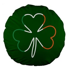 Shamrock Irish Clover St Patrick Large 18  Premium Flano Round Cushions by yoursparklingshop