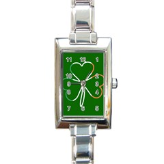 Shamrock Irish Clover St Patrick Rectangle Italian Charm Watch by yoursparklingshop