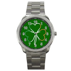 Shamrock Irish Clover St Patrick Sport Metal Watch by yoursparklingshop