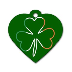 Shamrock Irish Clover St Patrick Dog Tag Heart (two Sides) by yoursparklingshop