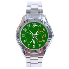 Shamrock Irish Clover St Patrick Stainless Steel Analogue Watch by yoursparklingshop