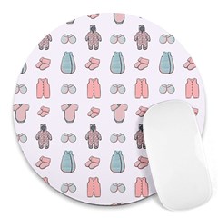 Pattern With Clothes For Newborns Round Mousepads by SychEva