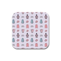 Pattern With Clothes For Newborns Rubber Square Coaster (4 Pack) by SychEva