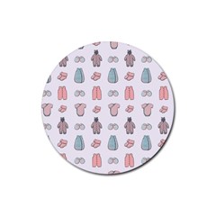 Pattern With Clothes For Newborns Rubber Round Coaster (4 Pack) by SychEva