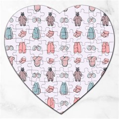 Pattern With Clothes For Newborns Jigsaw Puzzle (heart) by SychEva