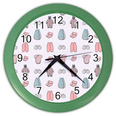 Pattern With Clothes For Newborns Color Wall Clock by SychEva