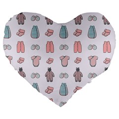 Pattern With Clothes For Newborns Large 19  Premium Flano Heart Shape Cushions by SychEva