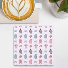 Pattern With Clothes For Newborns Uv Print Square Tile Coaster  by SychEva