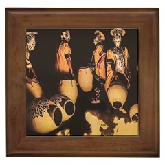 Candombe Drummers Warming Drums Framed Tile by dflcprintsclothing