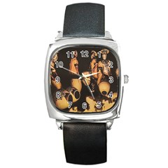 Candombe Drummers Warming Drums Square Metal Watch by dflcprintsclothing